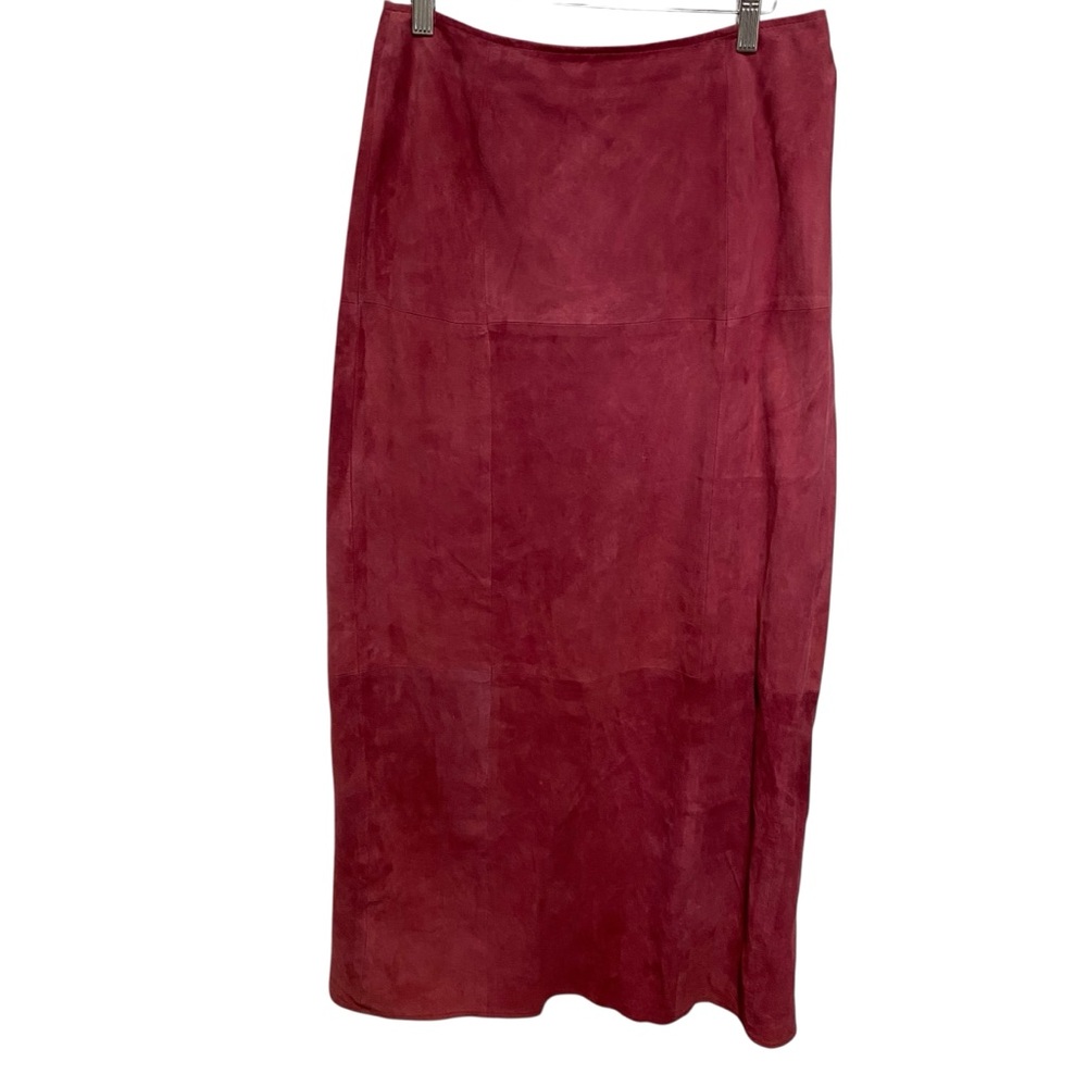 Cache Women’s Deep Red Suede Maxi Skirt Size 8